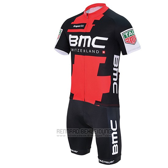 2017 Fahrradbekleidung BMC Rot und Shwarz Trikot Kurzarm und Tragerhose